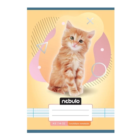 Füzet, A5, 1. osztályos vonalas, 14-32, Állatos minták, 16 db/csomag Nebulo