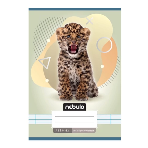 Füzet, A5, 1. osztályos vonalas, 14-32, Állatos minták, 16 db/csomag Nebulo