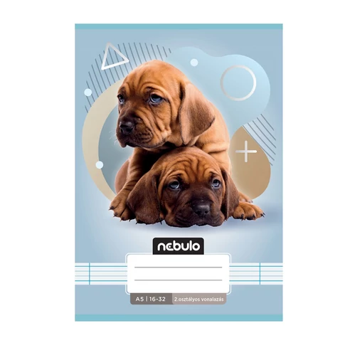 Füzet, A5, 2. osztályos vonalas, 16-32, Állatos minták, 16 db/csomag Nebulo