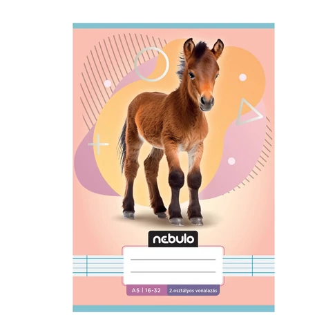 Füzet, A5, 2. osztályos vonalas, 16-32, Állatos minták, 16 db/csomag Nebulo