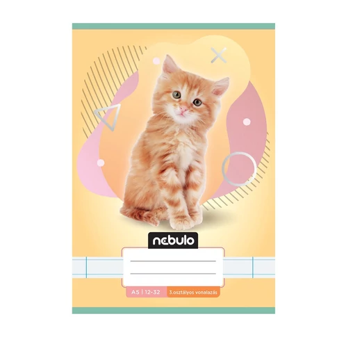 Füzet, A5, 3. osztályos vonalas, 12-32, Állatos minták, 16 db/csomag Nebulo