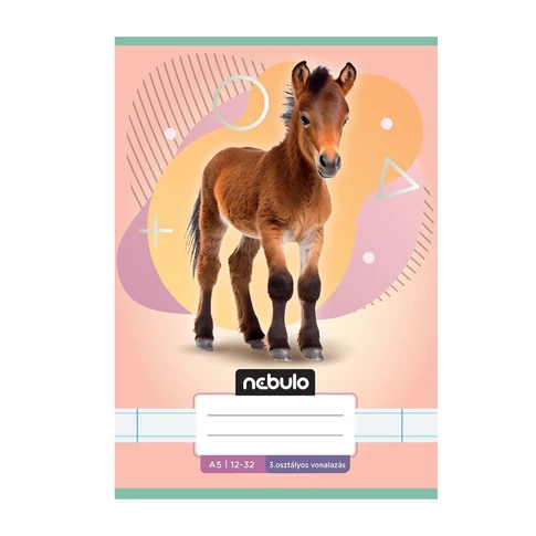 Füzet, A5, 3. osztályos vonalas, 12-32, Állatos minták, 16 db/csomag Nebulo