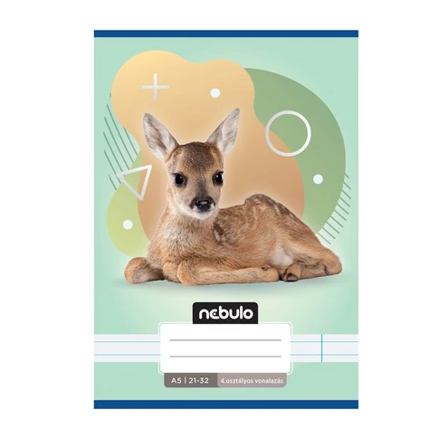 Füzet, A5, 4. osztályos vonalas, 21-32, Állatos minták, 16 db/csomag Nebulo