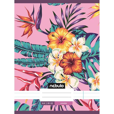 Füzet, A4, vonalas 81-32, L-Design minták, 12 db/csomag Nebulo