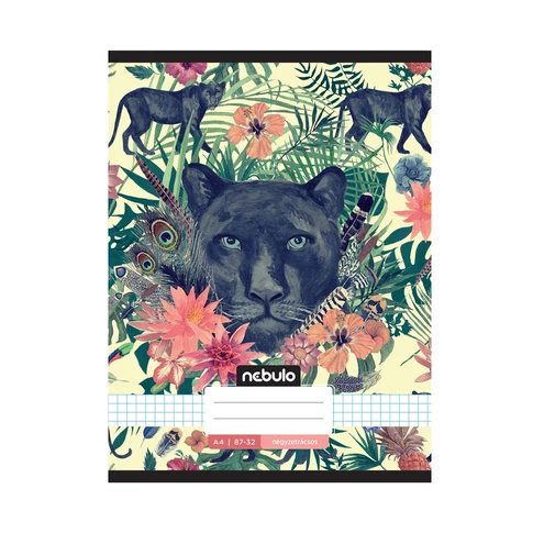 Nebulo A4 kockás füzet, 87–32 vonalazás, L-Design borítók, 12 db/csomag – stabil tűzéssel, iskolai használatra