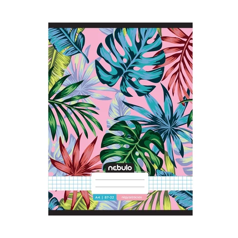 Nebulo A4 kockás füzet, 87–32 vonalazás, L-Design borítók, 12 db/csomag – stabil tűzéssel, iskolai használatra