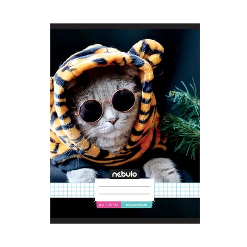 Nebulo A4 kockás füzet, 87–32 vonalazás, L-Design borítók, 12 db/csomag – stabil tűzéssel, iskolai használatra