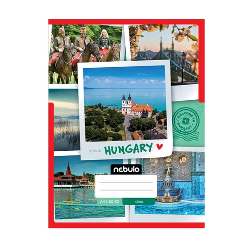 Nebulo A4 sima füzetcsomag, „ország–város” borítómintákkal, 12 darabos kiszerelés, rajzhoz és jegyzethez