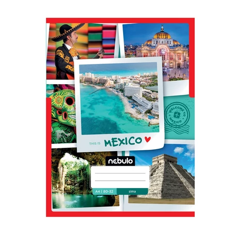 Nebulo A4 sima füzetcsomag, „ország–város” borítómintákkal, 12 darabos kiszerelés, rajzhoz és jegyzethez