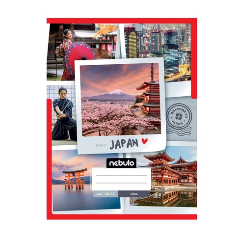Nebulo A4 sima füzetcsomag, „ország–város” borítómintákkal, 12 darabos kiszerelés, rajzhoz és jegyzethez