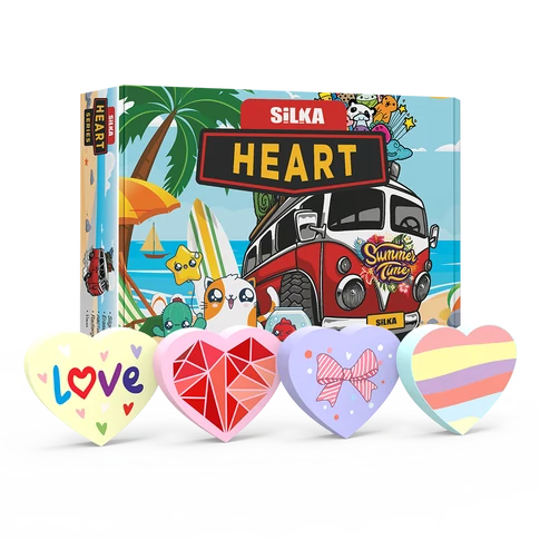 Radír, szív, 36 db/display, Silka