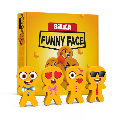 Radír, vicces arcok, 36 db/display, Silka