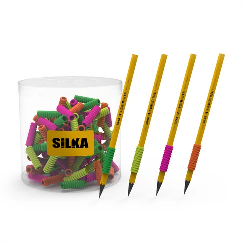 Ceruza markolat, spirál, szilikon, neon, 72 db/display, Silka