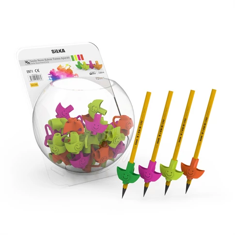Ceruza markolat, fogássegítő, szilikon, smile, 72 db/display, Silka