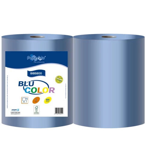 Blu-Color BIBS800 3 rétegű kék kéztörlő tekercs, 100% cellulóz