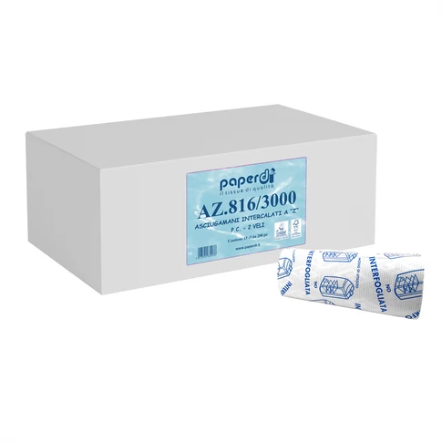 Fehér Z-hajtogatású kéztörlő – Paperdi – 100% cellulóz – mosdókba és üzemi környezetbe