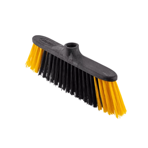 „Vertex Bonus fekete-sárga műanyag seprűfej mindennapi söpréshez konyhában, folyosón és egyéb padlófelületeken