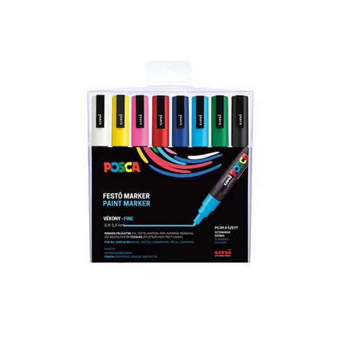 Dekormarker készlet Uni Posca PC-3M típusban, 8 darabos kiszerelés