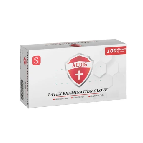 AEGIS latex, púderes egyszerhasználatos gumikesztyű – S méret, 100 db/doboz, általános higiéniai feladatokra