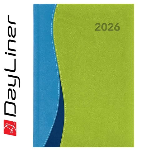 Határidőnapló Dubai A5 napi, fehér lapokkal kék-zöld Dayliner 2026.
