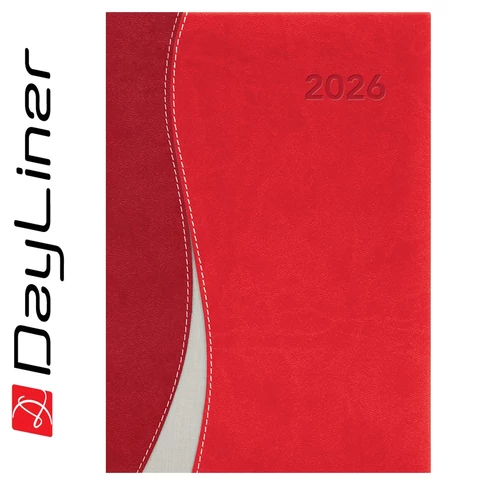 Határidőnapló Dubai A5 napi, fehér lapokkal piros-piros Dayliner 2026.