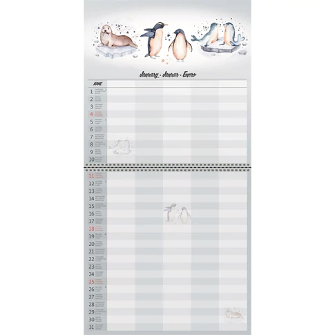 Falinaptár képes 300 x 300 mm, fehér lapokkal Family Planner Dayliner 2025.