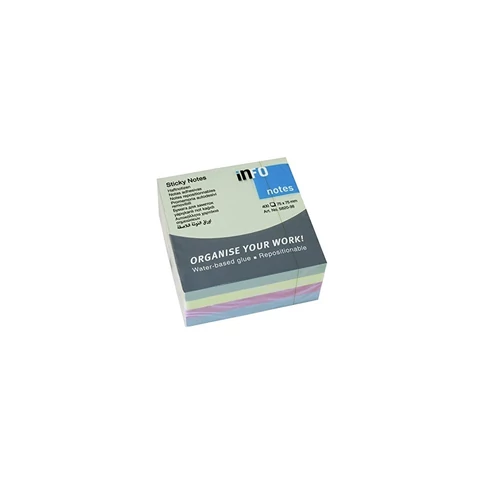 Info Notes sticky notes 75 x 75 mm 400 lap pasztell mix irodai jegyzet
