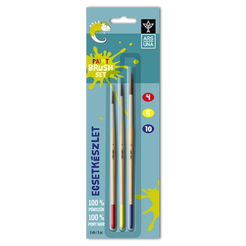 Ecsetkészlet, 4, 6, 10, natúr fanyelű,kerek 3 darabos klt. Ars Una