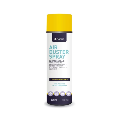 Platinet sűrített levegő (porpisztoly), 600 ml – gyúlékony hajtógázzal, elektronikához és finommechanikához