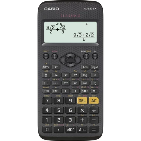 Casio FX-82 CE X fekete, 379 funkciós tudományos számológép csúszóvédő tokkal