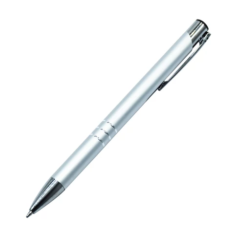 Nyomógombos, fém ezüst testű golyóstoll, Channel, írásszín kék - elegáns megjelenés