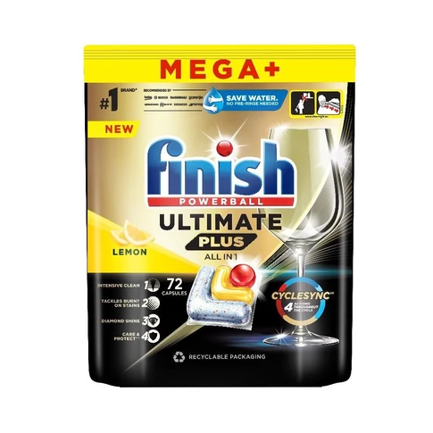 Finish Ultimate Plus All in 1 Lemon mosogatógép-tabletta, 72 darabos kiszerelés, citrom illattal
