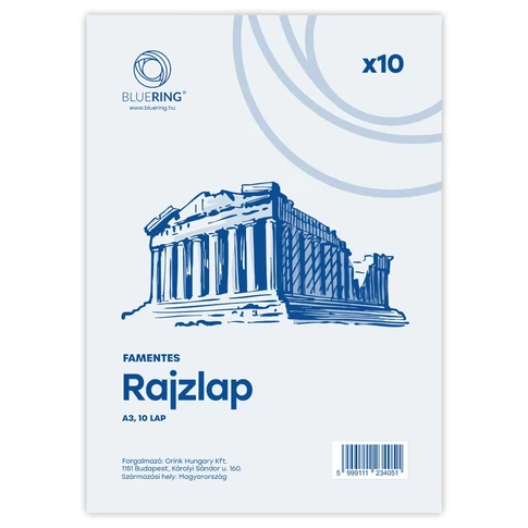 Bluering A3 méretű famentes rajzlap fóliázott kivitelben, 10 ív/csomag