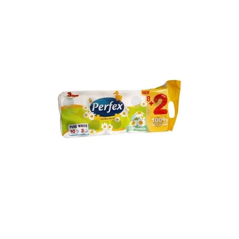 Toalettpapír 3 rétegű kistekercses 150 lap/tekercs 8+2 tekercs/csomag Boni Perfex DeLuxe kamillás