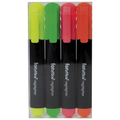 Foroffice szövegkiemelő készlet 4 színben – 2–5 mm vágott hegy, gyors kiemeléshez, jegyzeteléshez és tanuláshoz
