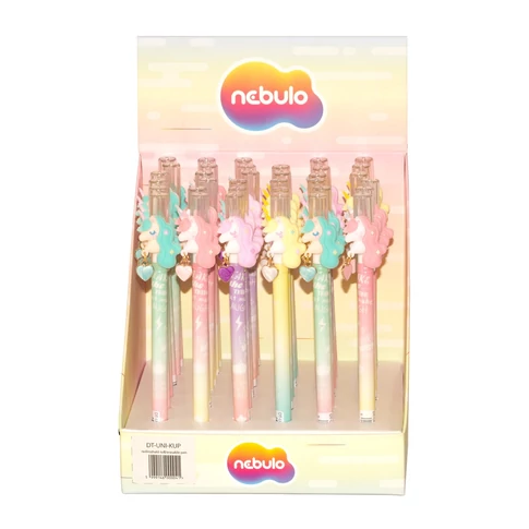 Zseléstoll radírozható, kupakos, unikornis 36 db/display Nebulo
