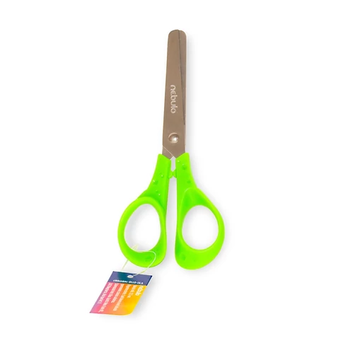 Olló 13,5cm, kerekített heggyel, ergonomikus, iskolai, Nebulo