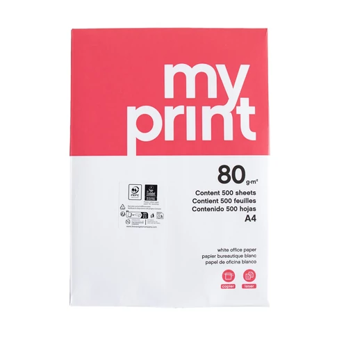 My Print A4 másolópapír, 80 g/m², 500 ív/csomag – irodai és otthoni nyomtatáshoz, megbízható, univerzális fehér papír