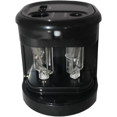 Kétlyukú elektromos hegyező asztalra – Eagle EG5161 fekete, adapterről és elemmel is üzemeltethető ceruzahegyező