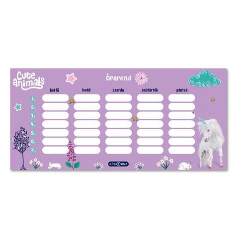 Órarend egylapos lányos, Ars Una UNICORN 25db/csomag