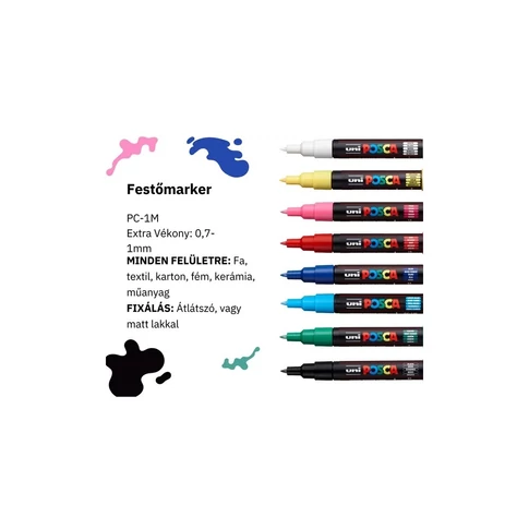 Dekormarker 0,7-1mm, Uni-Posca PC-1M, 8 db-os készlet