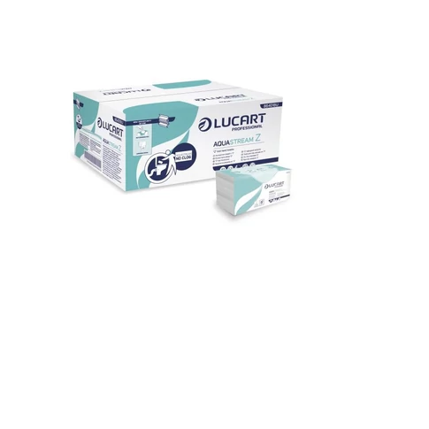 Kéztörlő 2 rétegű Z hajtogatású 242 lap/csomag 15 cs/karton Z Aquastream Lucart_864018U hófehér