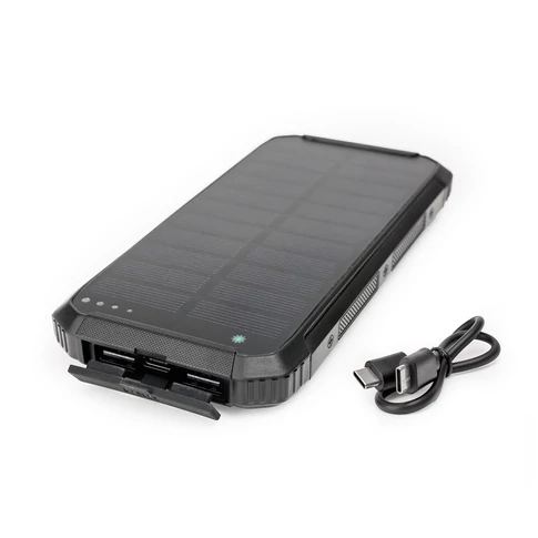 Powerbank napelemes 15W 2X USB-A + USB-C Platinet fekete