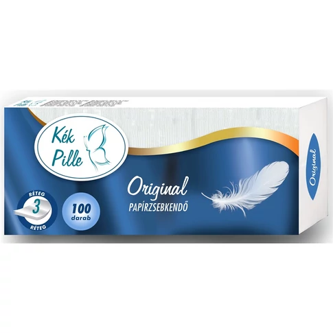 Papírzsebkendő 3 rétegű 100 db/csomag Kék Pille original