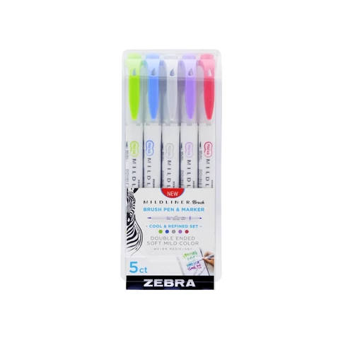 Ecsettoll készlet kétvégű  Zebra Mildliner Cool & Refined 5 különböző szín