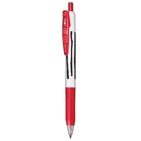 Zseléstoll 0,7 mm csíkos test, Zebra Sarasa Clip, piros