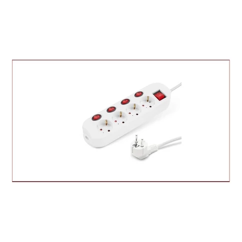 Elosztó négy csatlakozós 1,5m kábellel 4+1 kapcsolós asztali 16A max.