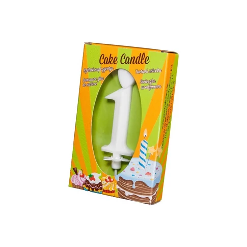 Számgyertya csomagolt 1 fehér