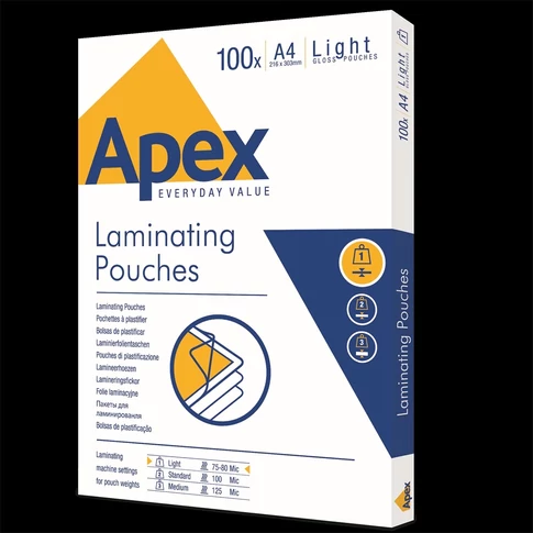 Lamináló fólia A4, 80 mic. 100 db/doboz, Apex Light