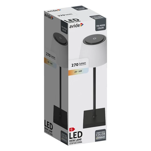 Asztali LED lámpa, USB, 4W, 4000K, AVIDE, fekete